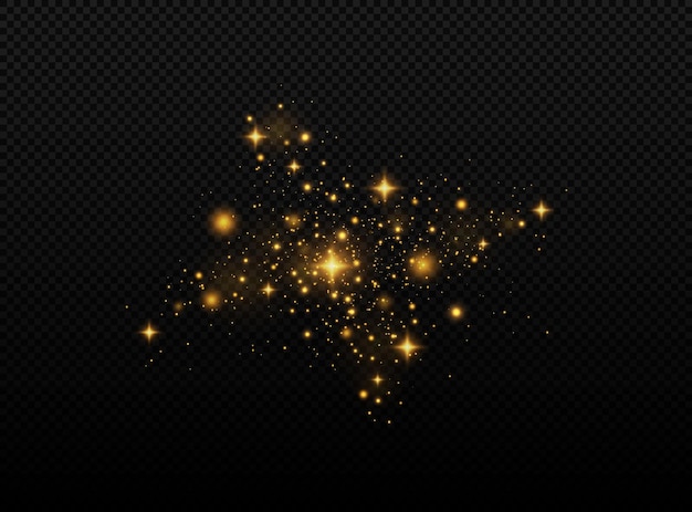 Efecto brillo de las partículas Las chispas de polvo y las estrellas doradas brillan con una luz especial