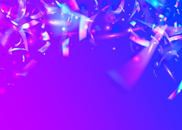 Efecto caleidoscopio. Elemento de metal. Lámina brillante. Neon Tinsel. Desenfoque de decoración abstracta. Cristal Glitter. Confeti Disco Azul. Arte de cristal. Efecto caleidoscopio violeta