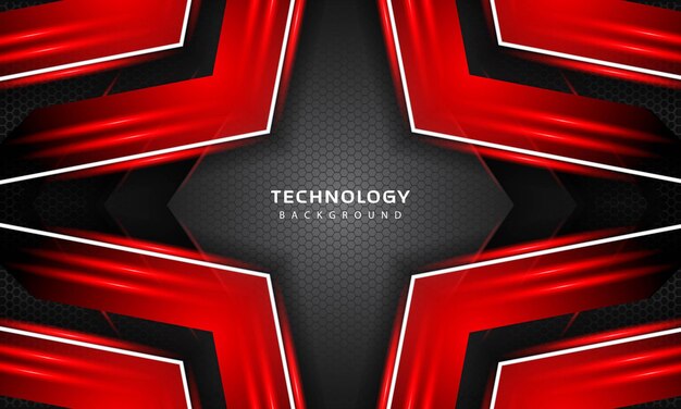 Efecto de capas superpuestas 3D con decoración de luz de color rojo. plantilla de diseño de tecnología moderna. Telón de fondo 3D. ilustración vectorial.