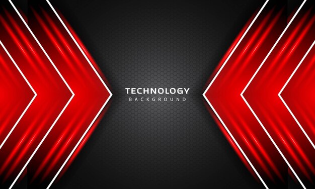 Efecto de capas superpuestas 3D con decoración de luz de color rojo. plantilla de diseño de tecnología moderna. Telón de fondo 3D. ilustración vectorial.