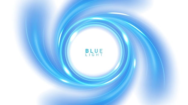 Efecto de círculo de luz azul aislado en la ilustración vectorial de fondo blanco
