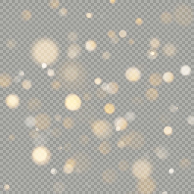 Efecto de círculos bokeh sobre fondo transparente. Elemento de brillo naranja cálido cálido de Navidad que se puede utilizar.