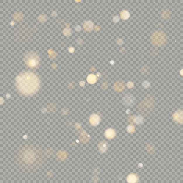 Efecto de círculos bokeh sobre fondo transparente. Elemento de brillo naranja cálido cálido de Navidad que se puede utilizar.