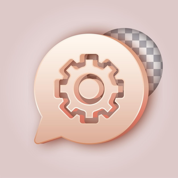 Efecto de color de mantequilla suave Icono de engranaje de burbuja de habla con fondo personalizable