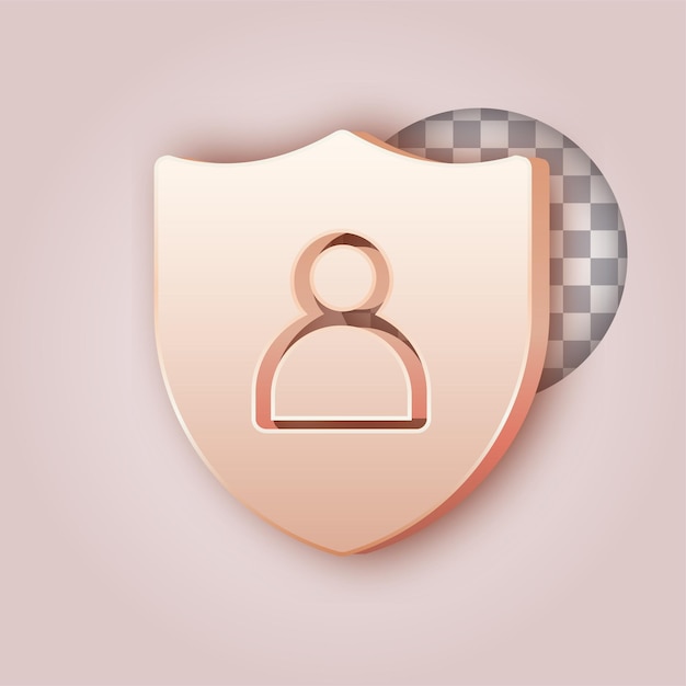 Efecto de color de mantequilla suave Icono de escudo de protección del usuario con fondo personalizable