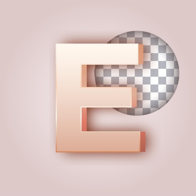 Efecto de color mantequilla suave Icono de la letra E con fondo personalizable
