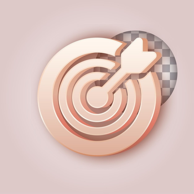 Efecto de color de mantequilla suave objetivo o icono de meta con fondo personalizable