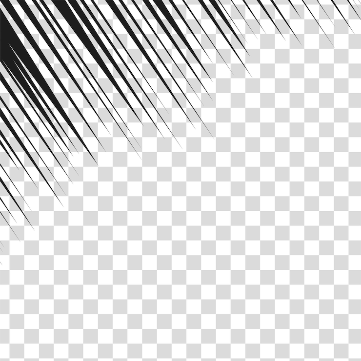 Vector efecto cómico manga sobre fondo transparente líneas radiales de movimiento para cómic