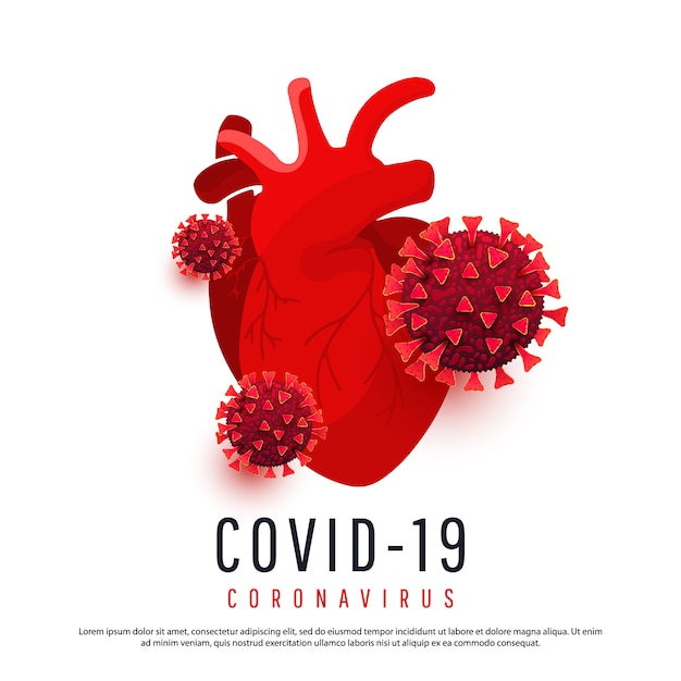 El efecto del coronavirus en el corazón humano. Las células 3d covid 19 infectan un corazón humano aislado en un fondo blanco. ilustración.