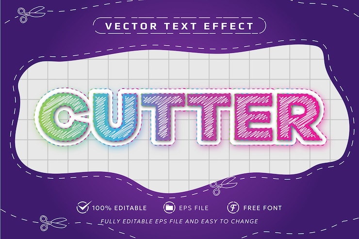 Vector efecto de corte de texto estilo pizarra