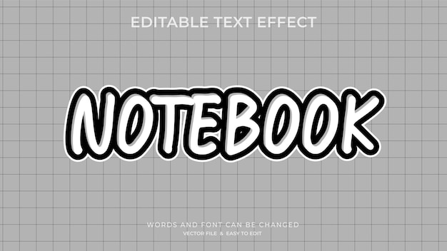 Un efecto de cuaderno en blanco y negro con las palabras y fuentes en él