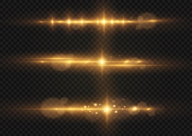 Efecto deslumbramiento líneas amarillas luces doradas bokeh brillo brillante estrella sol chispas destellos de luz