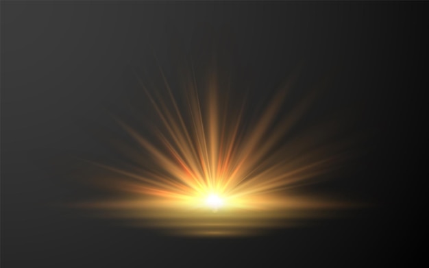 Efecto de destello brillante con rayos y deslumbramiento Efecto de borrón de luz ligera Ilustración vectorial