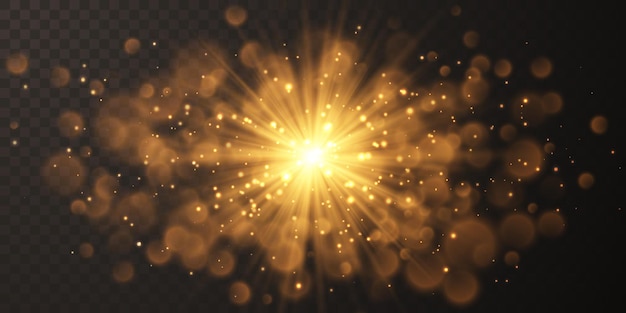 Efecto de destello brillante con rayos y deslumbramiento Efecto de borrón de luz ligera Ilustración vectorial