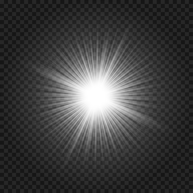 Efecto de destello de brillo ligero. explosión de estrellas sobre fondo transparente. Brillo mágico brillante.