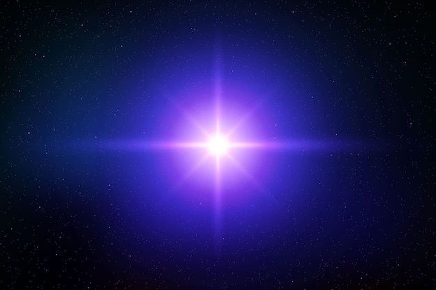 Efecto destello de destello de luz de sol o estrella brillante