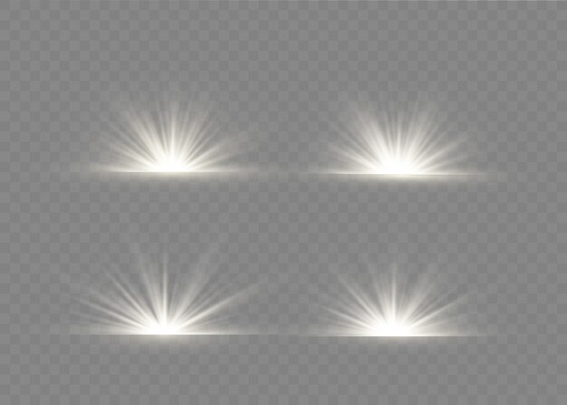Efecto destello de luz con rayos de luz y destellos mágicos.