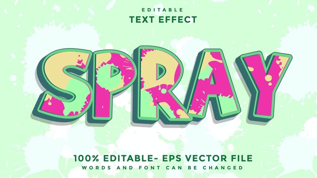 Efecto de diseño de efecto de texto editable de pintura en aerosol 3D colorido guardado en estilo gráfico