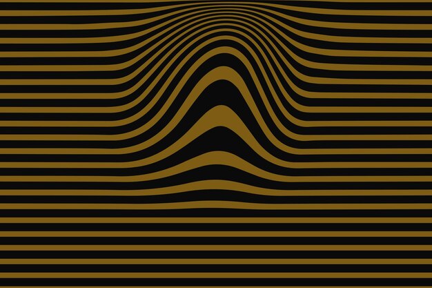 Efecto dominó marrón op art rayas logo vector Fondo de cartel de líneas fluidas psicodélicas modernas
