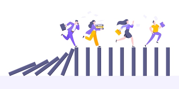 Efecto dominó o concepto de ilustración de vector de metáfora de cobardía empresarial
