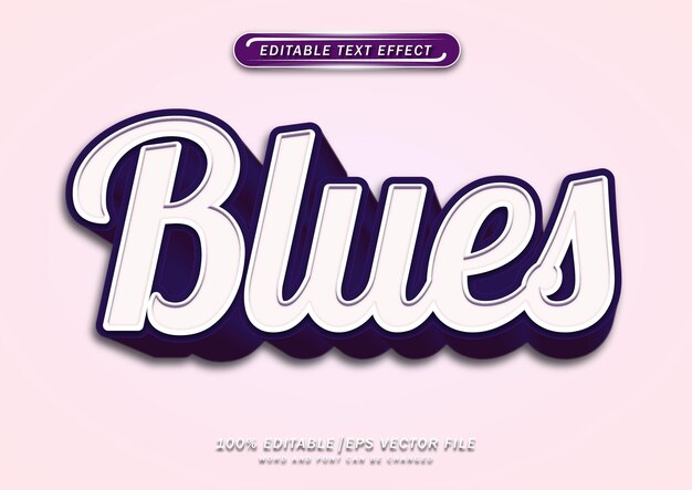 Efecto editable de texto de blues en negrita 3d