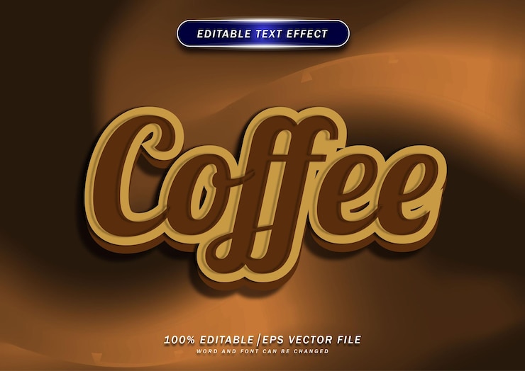 Vector efecto editable de texto de café