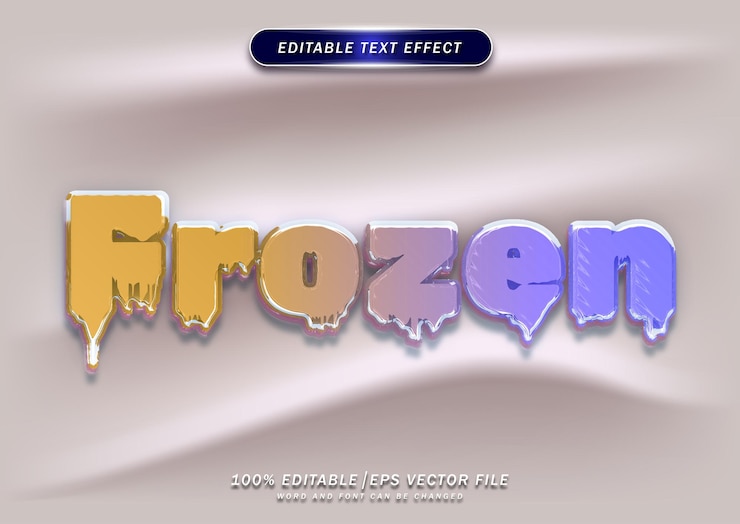 Vector efecto editable de texto congelado colorido