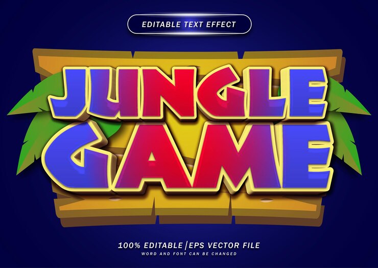 Vector efecto editable de texto del juego de la selva.