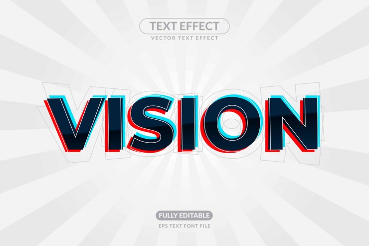 Vector efecto editable del texto de la visión del ojo
