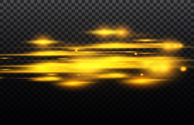 efecto especial amarillo y azul. Rayas luminosas sobre un fondo transparente. Hermoso resplandor resplandor y chispa. Movimiento efectivo.
