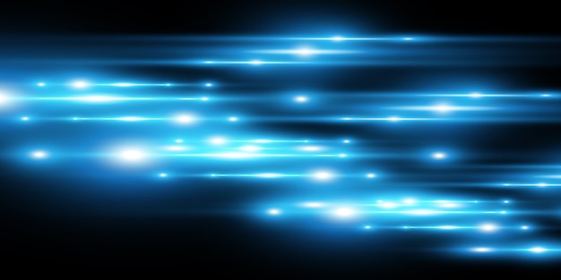 Efecto especial azul claro. Brillantes hermosas líneas brillantes sobre un fondo oscuro.