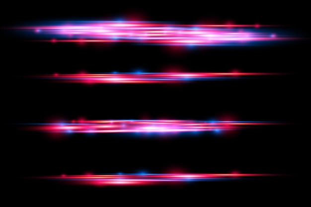 Efecto especial azul rojo rayos láser rayos de luz horizontales magia de movimiento de líneas rápidas en movimiento