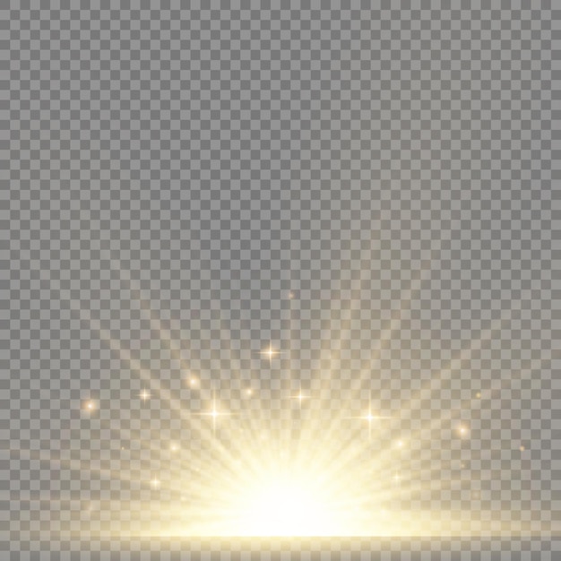 Efecto especial de destello de explosión amarilla solar con rayos de luz y destellos mágicos estrella brillante brillante