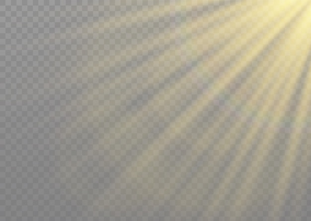 Efecto especial de destello de luz con rayos de luz y destellos mágicos. Conjunto de efectos de luz transparente resplandor, explosión, brillo, chispa, destello de sol.