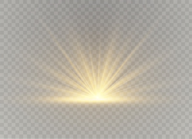Efecto especial de destello de luz con rayos de luz y destellos mágicos. Conjunto de efectos de luz transparente resplandor, explosión, brillo, chispa, destello de sol.