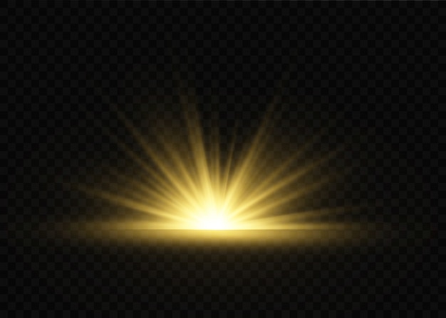 Efecto especial de destello de luz con rayos de luz y destellos mágicos. Conjunto de efectos de luz transparente resplandor, explosión, brillo, chispa, destello de sol.