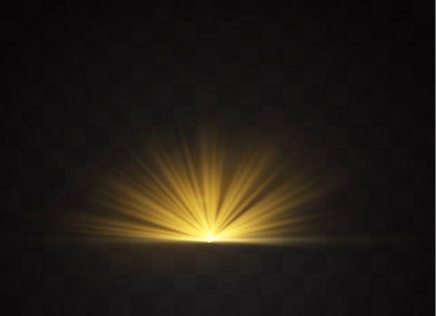 Efecto especial de destello de luz con rayos de luz y destellos mágicos. Conjunto de efectos de luz de vector transparente resplandor, explosión, brillo, chispa, destello de sol.