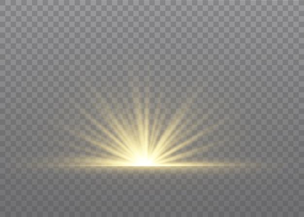 Efecto especial de destello de luz con rayos de luz y destellos mágicos.