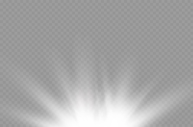 Efecto especial de llamarada de explosión de sol con rayos de luz y destellos mágicos brillante estrella blanca brillante