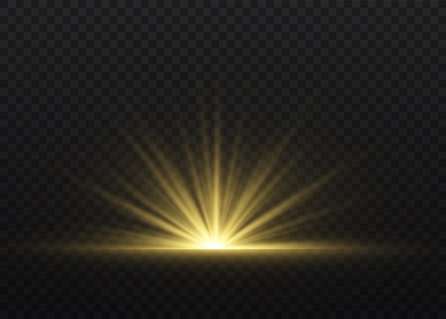 Efecto especial de llamarada de luz con rayos de luz y destellos mágicos.