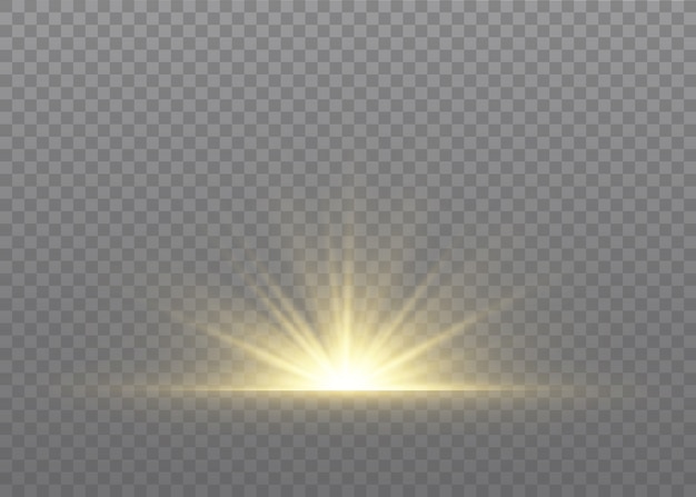 Efecto especial de llamarada de luz con rayos de luz y destellos mágicos.