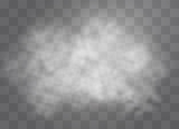 El efecto especial transparente se destaca con niebla o humo. Nube blanca, niebla o smog.