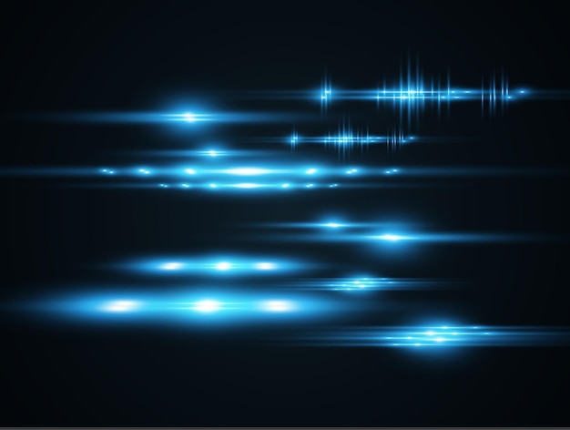 Efecto especial de vector azul claro. Brillantes hermosas líneas brillantes sobre un fondo oscuro.