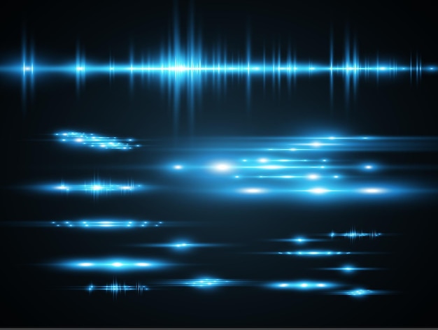 Efecto especial de vector azul claro. Brillantes hermosas líneas brillantes sobre un fondo oscuro.