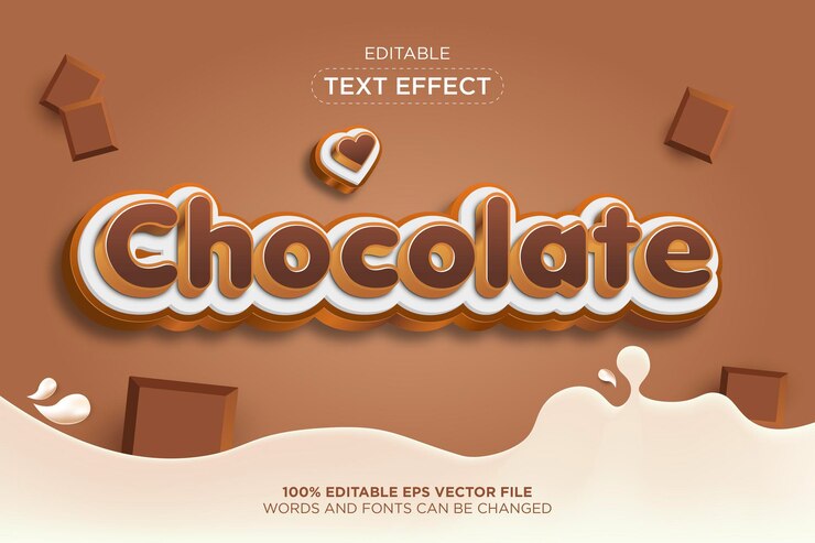 Vector efecto de estilo cómico de texto de chocolate editable en 3d