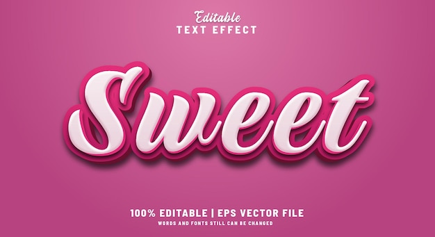 Vector efecto de estilo de efecto de texto editable dulce