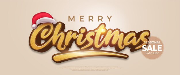 Vector efecto de estilo de feliz navidad de texto editable adecuado para venta de banner de navidad