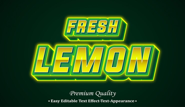 Vector efecto de estilo de fuente 3d de limón fresco