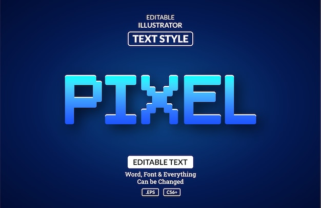 Efecto de estilo de juego de píxeles azules, efecto de texto editable