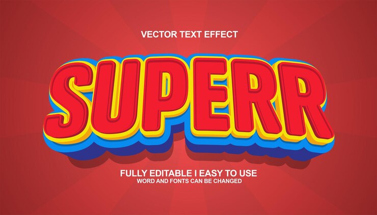 Vector efecto de estilo de súper texto editable en 3d